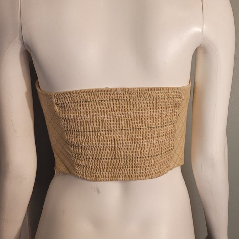 Free people plaid corset top strapless out west western crop tan tube top sz 4 - Picture 5 of 15